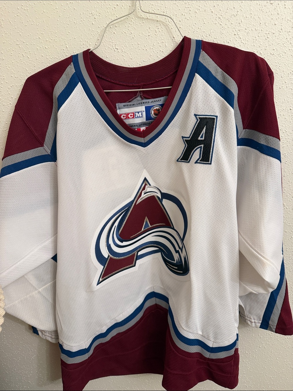 CCM White Burgundy and Blue Colorado Avalanche Adult Small Personalized Jersey